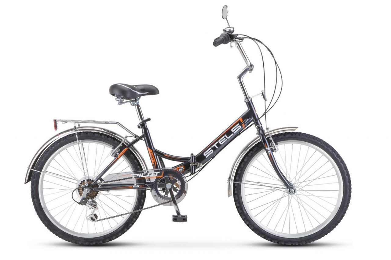 Велосипед Stels Pilot 750 24 Z010 (черный/оранжевый, 2021)