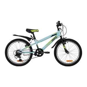 Детский велосипед Novatrack Racer 20 (голубой/салатовый, 2020)