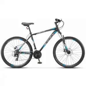 Велосипед Stels Navigator 700 MD Z010 27.5 (21, черный/голубой, 2025)