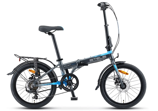 Велосипед Stels Pilot 630 MD 20 V010 2020 (черный/голубой)
