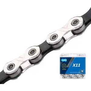 Цепь KMC X10, 1/2X11/128X122L (в боксе), серебристо-черная, X10-122SLBK