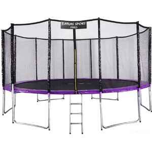 Батут Atlas Sport 490 см - 16ft Pro (с лестницей, внешняя сетка, сливовый)