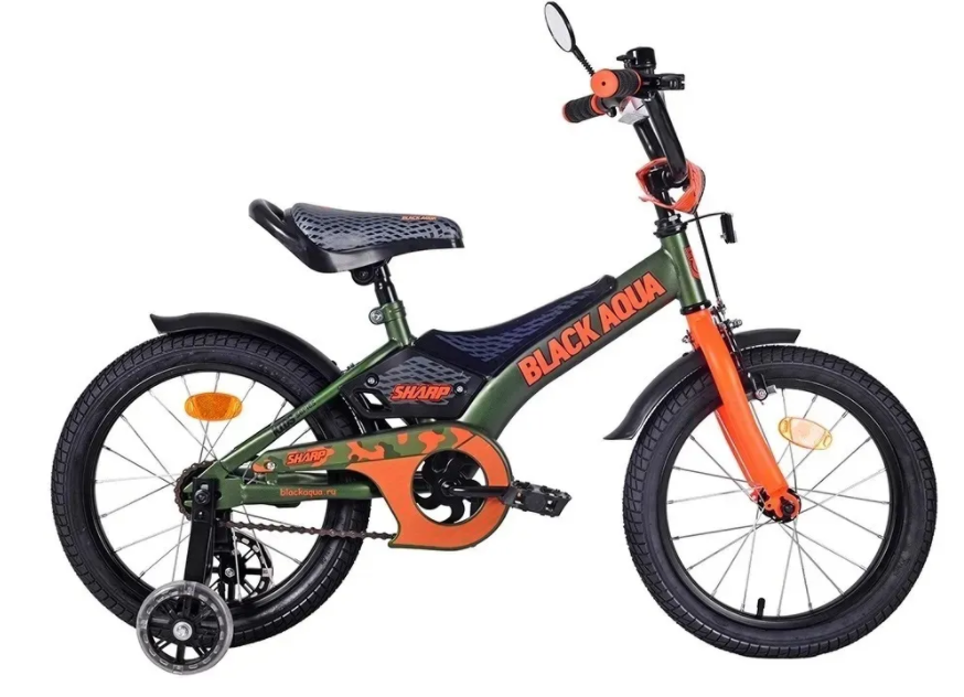 Детский велосипед BlackAqua Sharp 14 (хаки/оранжевый)