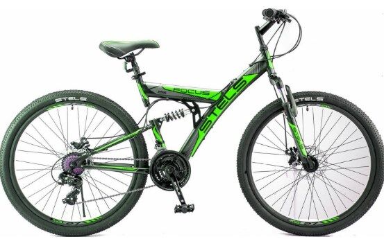 Велосипед Stels Focus MD 26 21-sp V010 18 (черный/зеленый, 2019)
