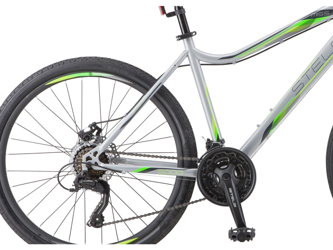 Велосипед Stels Miss 5000 D 26 V020 (18, Серебристый/салатовый)