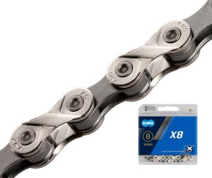 Цепь KMC X8, 1/2X3/32X116L (в боксе), X8-116SLGR Цепь KMC X8, 1/2X3/32X116L (в боксе), X8-116SLGR