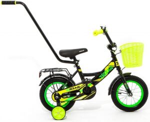 Детский велосипед Zigzag Classic 12 с ручкой (черный/желтый) ZG-1201
