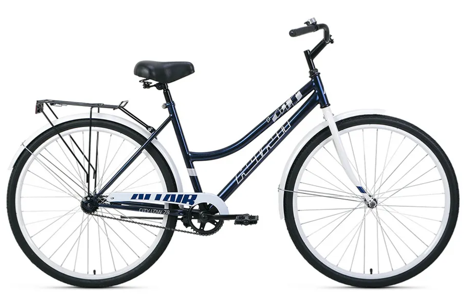 Велосипед ALTAIR City 28 low (19, темно-синий/белый, 2022)