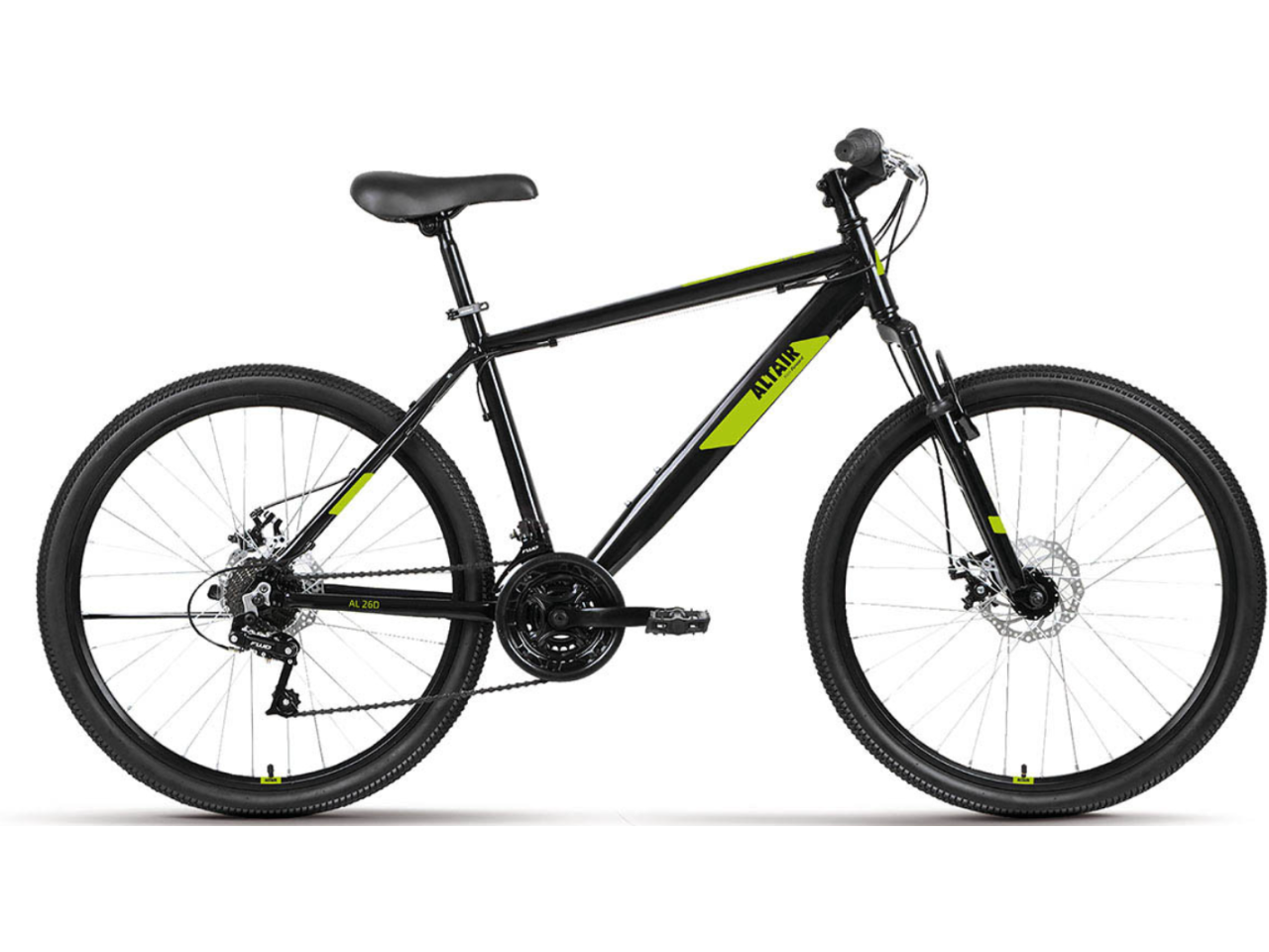 Велосипед ALTAIR AL 26 D 2022 (черный/зеленый)
