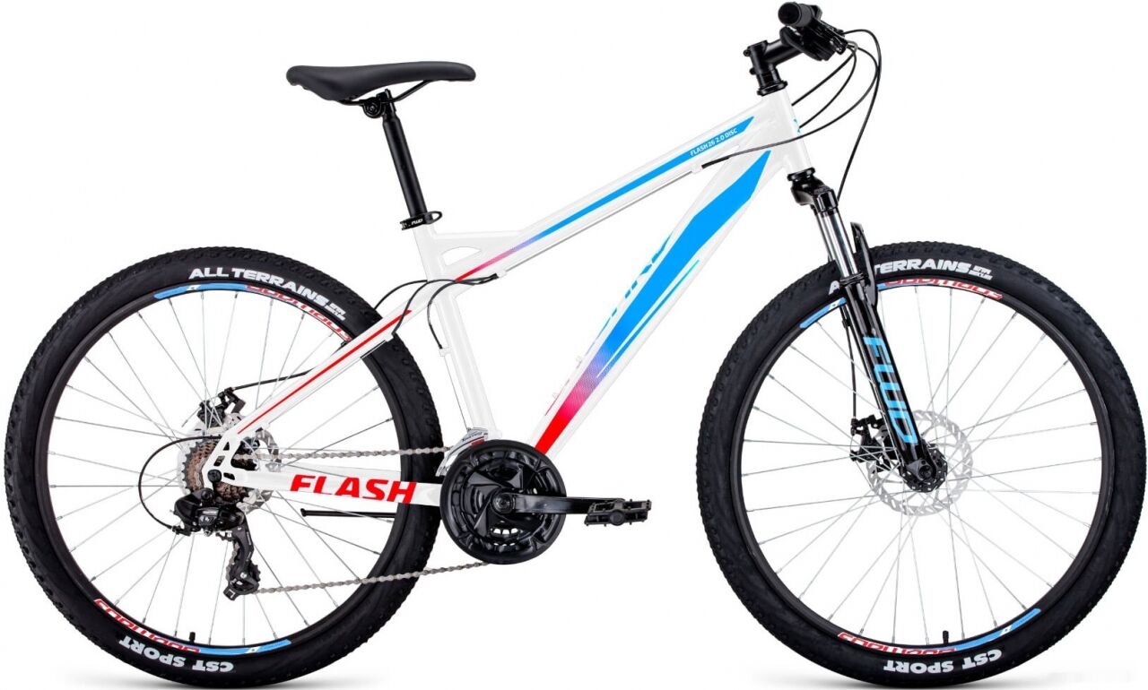 Велосипед Forward Flash 26 2.0 disс р.15 2021 (белый/голубой) RBKW1M16G013
