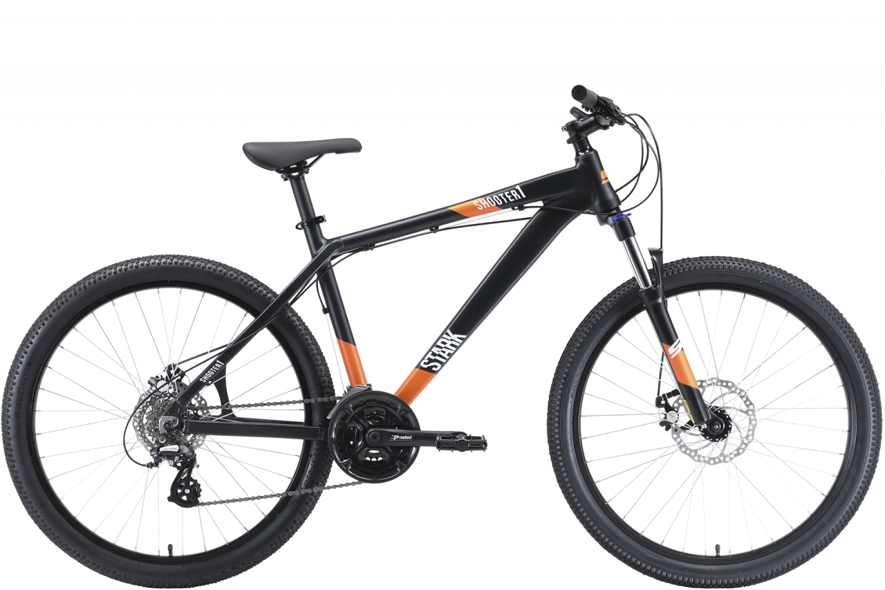 Велосипед Stark Shooter 1 (16, чёрный/белый/оранжевый, 2020)
