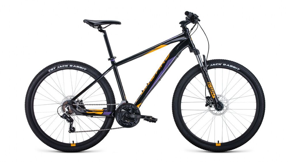 Велосипед Forward Apache 27.5 3.2 Disc (19, черный/оранжевый/фиолетовый, 2021) RBKW1M37G051