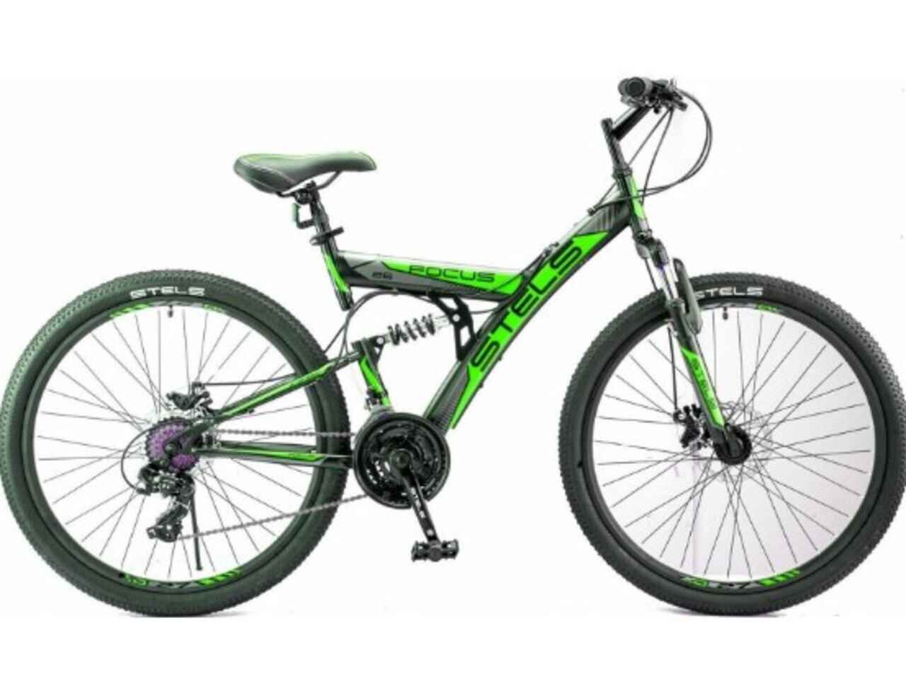 Велосипед Stels Focus MD 26 21-sp V010 18 (черный/зеленый, 2019)
