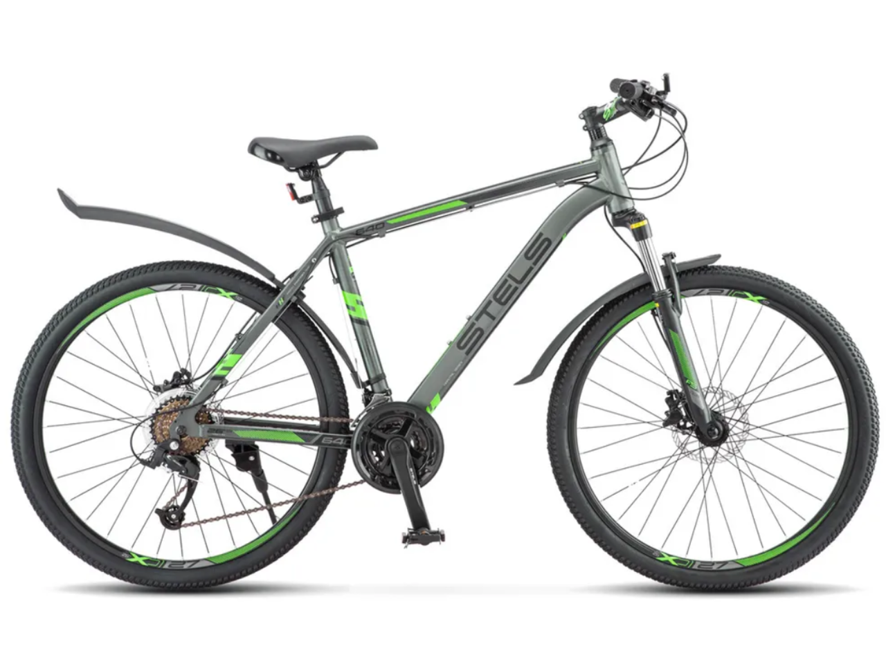 Велосипед Stels Navigator 640 D 26 V010 (14.5, антрацитовый/зеленый)