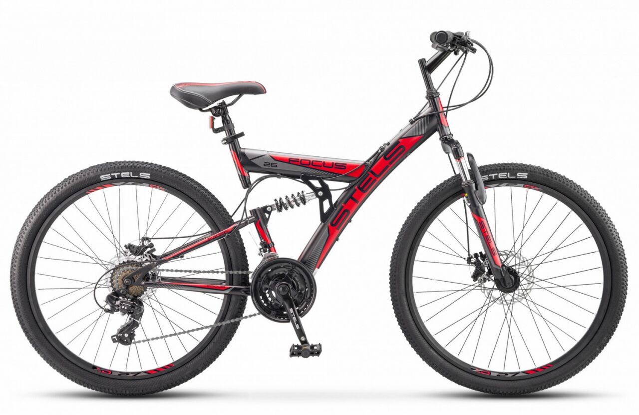 Велосипед Stels Focus MD 26 21-sp V010 (18, черный/красный, 2021)